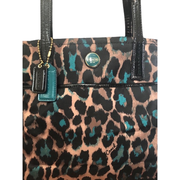 Coach H1394-F25282 Game Ocerot Print Tote Multi-Color JADE Leopard Print - Picture 4 of 13